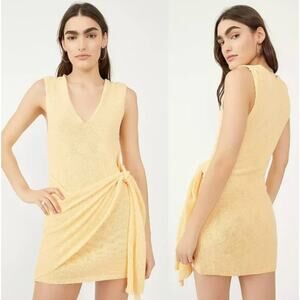 FREE PEOPLE FP Beach Yellow Poppy Cotton knit Wrap Dress Swim Cover up Small